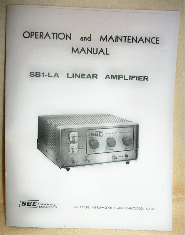 SBE SB1-LA Operating & Maintenance Manual