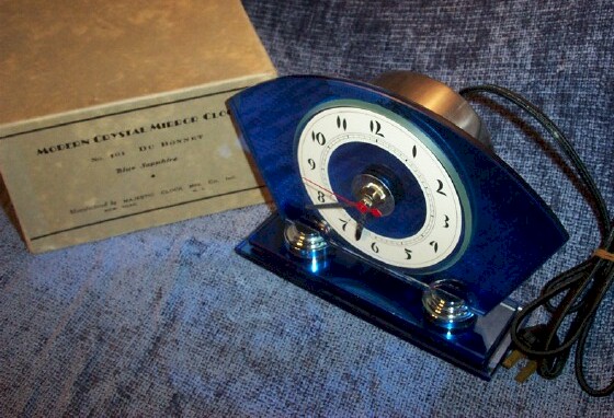 Blue Sapphire Mirrored Radio Clock (Circa 1939)