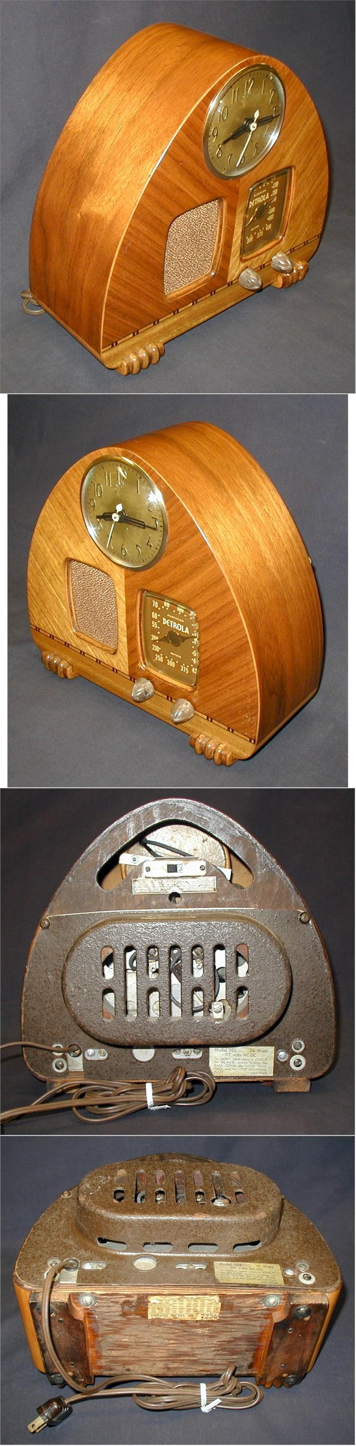 Detrola 302 "Triangle" Mini-Cathedral Clock Radio (1939)