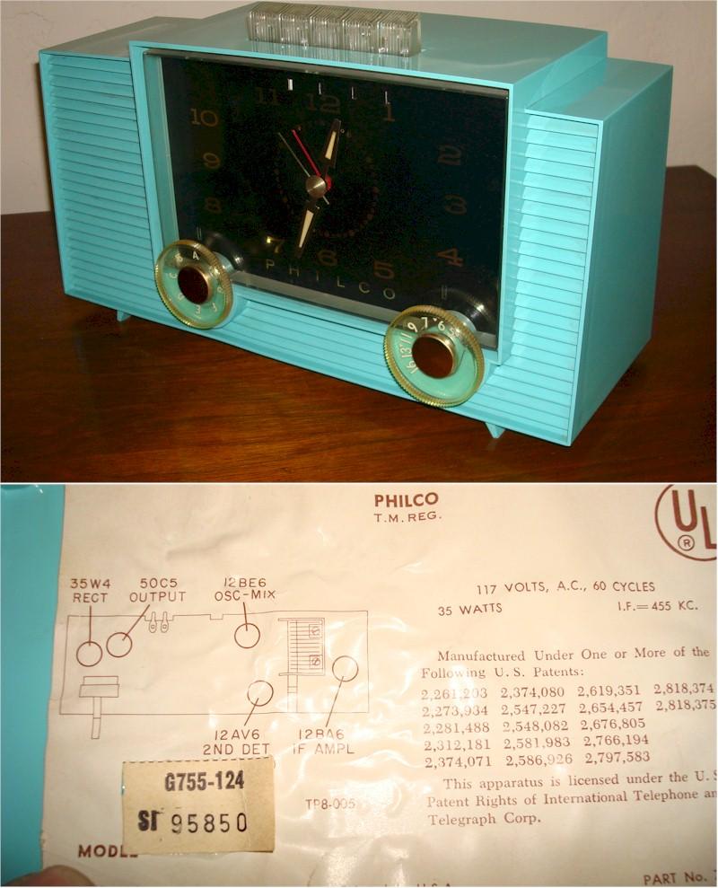 Philco G755-124 Clock Radio (1959)