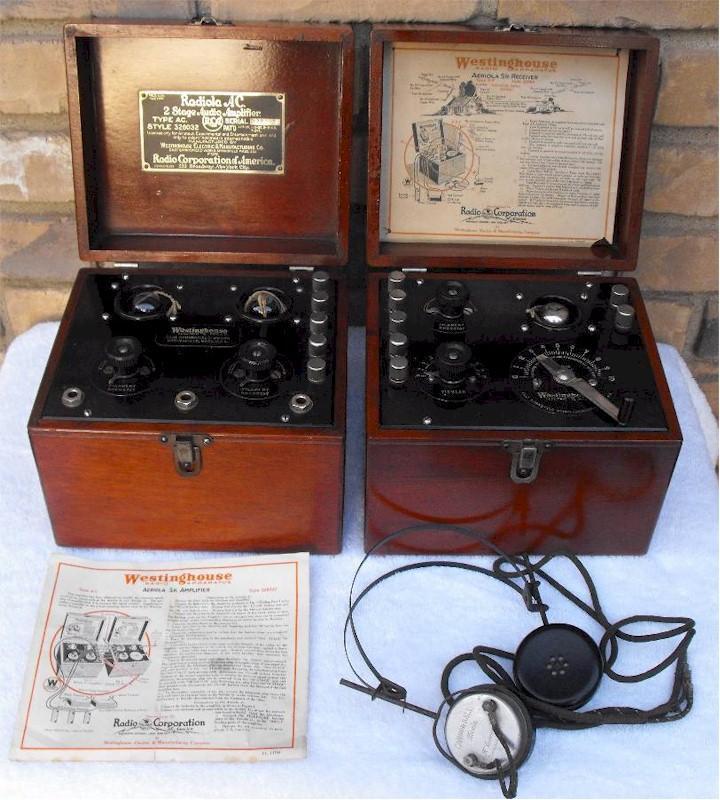RCA Aeriola Senior and Matching RCA AC Amplifier (1921)